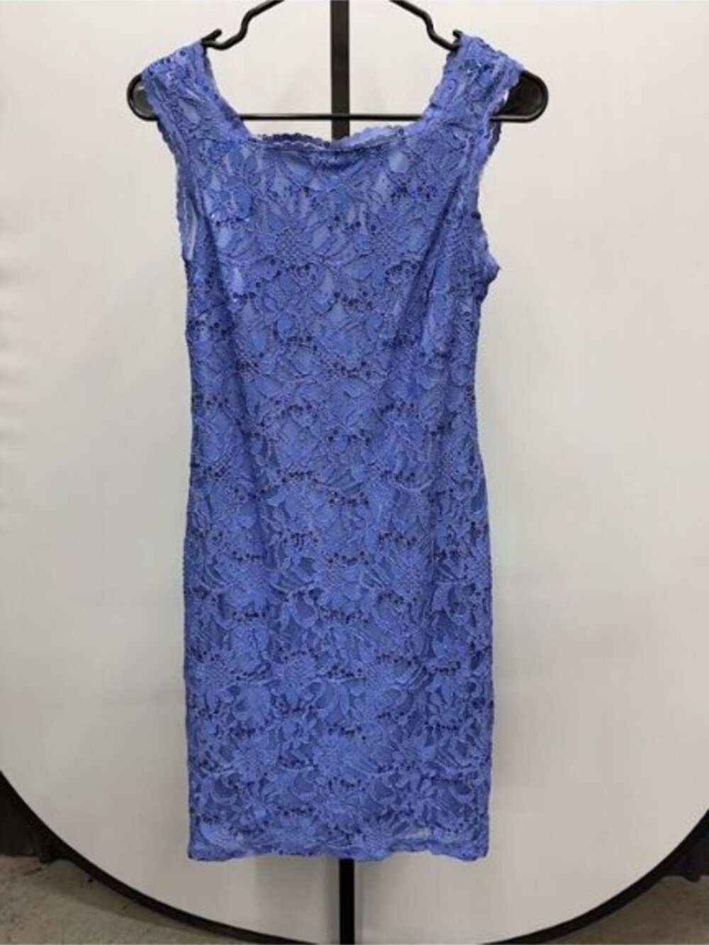 Scarlett Periwinkle Blue/Purple Lace Knee-Length Sleeveless Dress